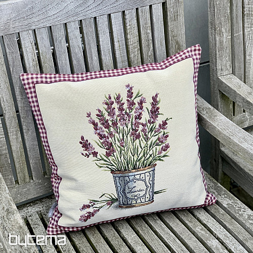 Housse de coussin tapisserie FLEURS DE LAVANDE DE PROVENCE
