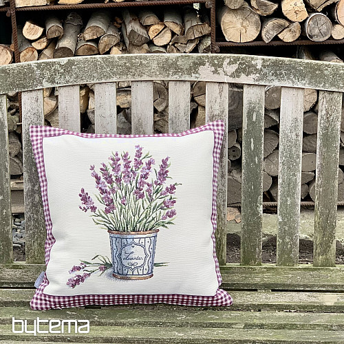 Housse de coussin tapisserie FLEURS DE LAVANDE DE PROVENCE