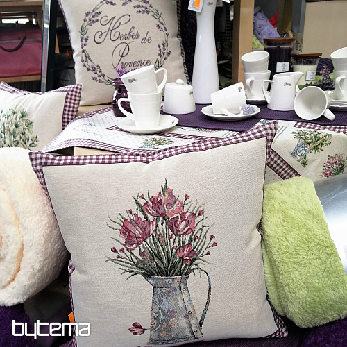 Housse de coussin tapisserie FLEURS DE BASILIC DE PROVENCE