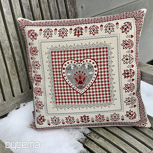 Housse de coussin tapisserie COEUR DENTELLE