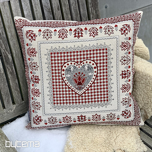 Housse de coussin tapisserie COEUR DENTELLE
