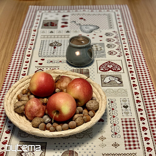 Nappe et foulard en tapisserie COEUR DE NATURE