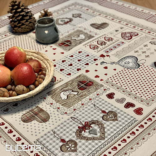 Nappe et foulard en tapisserie COEUR DE NATURE
