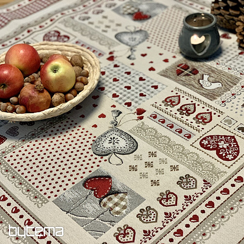 Nappe et foulard en tapisserie COEUR DE NATURE