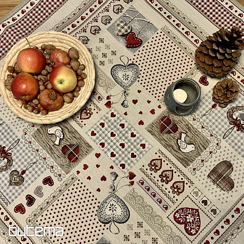 Nappe et foulard en tapisserie COEUR DE NATURE
