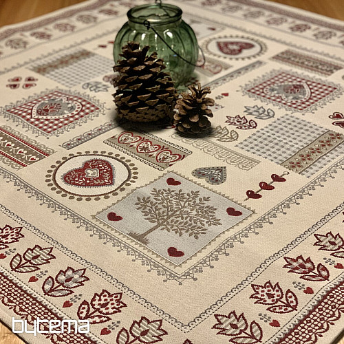 Nappe et foulard en tapisserie DENTELLE COEUR