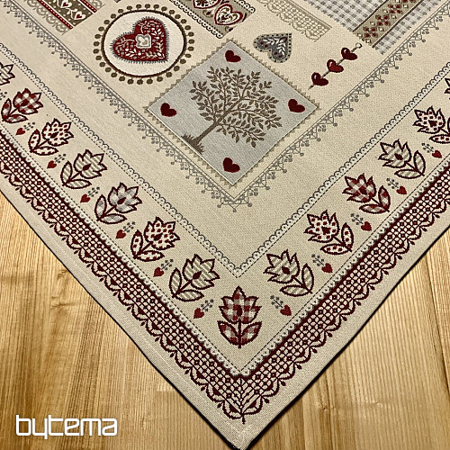 Nappe et foulard en tapisserie DENTELLE COEUR