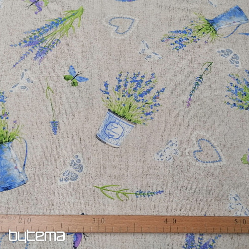 Tissu déco LAVANDE bleu