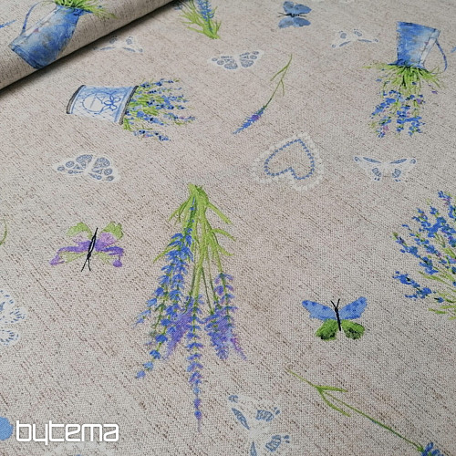 Tissu déco LAVANDE bleu