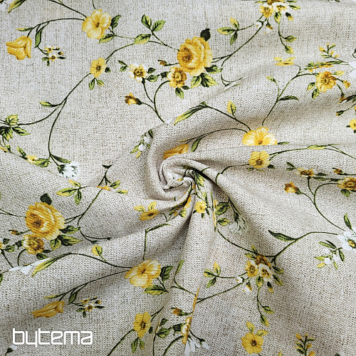 Tissu déco Fleurs RAME jaune