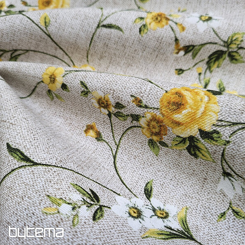 Tissu déco Fleurs RAME jaune