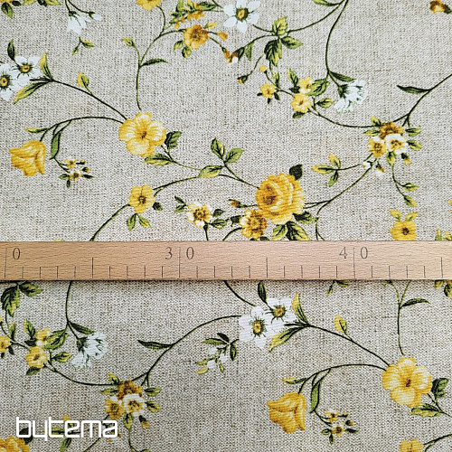 Tissu déco Fleurs RAME jaune