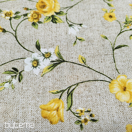 Tissu déco Fleurs RAME jaune
