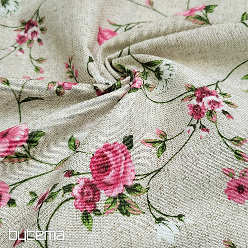 Tissu déco Fleurs RAME rose
