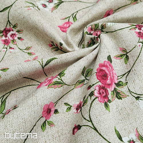 Tissu déco Fleurs RAME rose