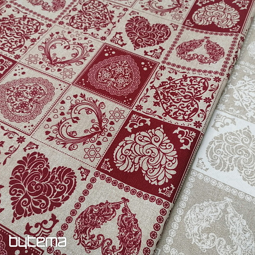 Tissu décoratif AMORE GRANATE rouge