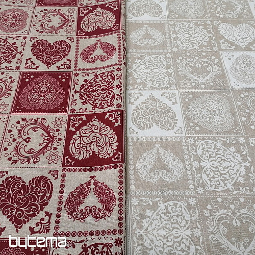 Tissu décoratif AMORE GRANATE rouge