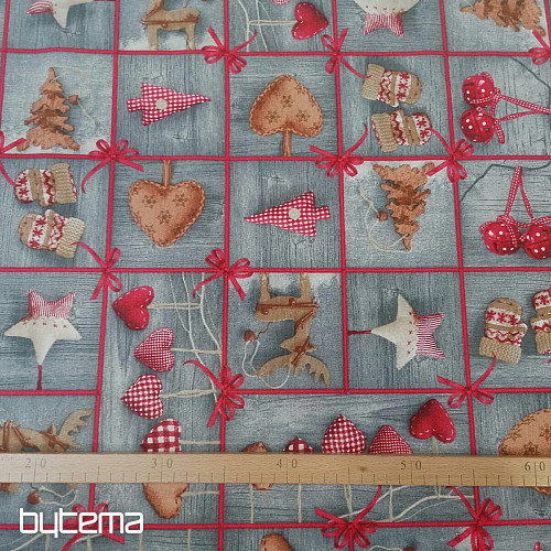 Tissu déco COUNTRY Noël gris