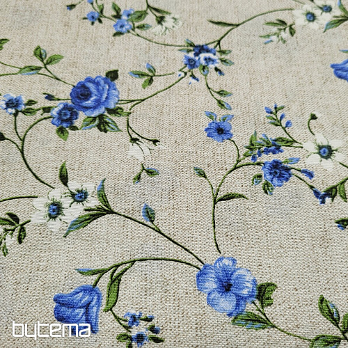 Tissu déco Fleurs RAME bleu