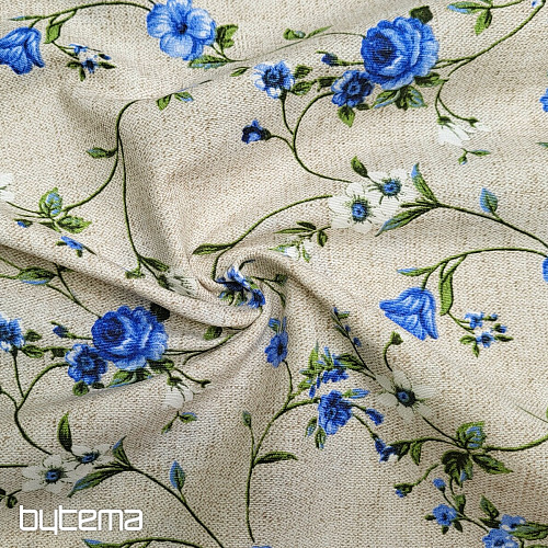 Tissu déco Fleurs RAME bleu