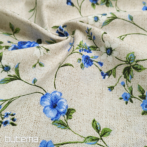 Tissu déco Fleurs RAME bleu