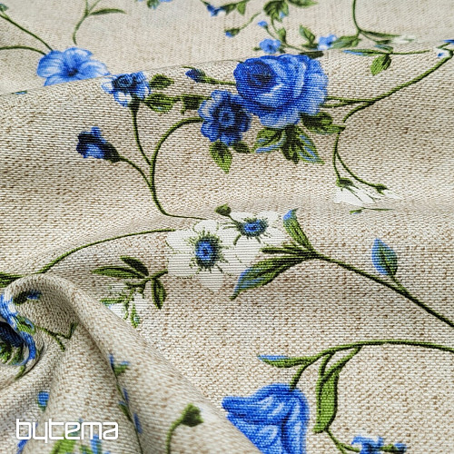 Tissu déco Fleurs RAME bleu