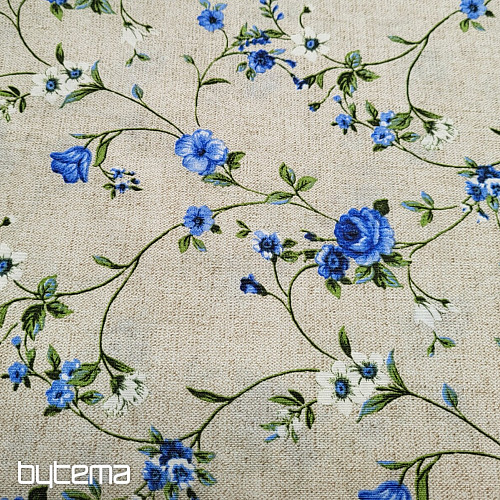 Tissu déco Fleurs RAME bleu