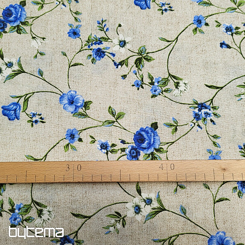 Tissu déco Fleurs RAME bleu