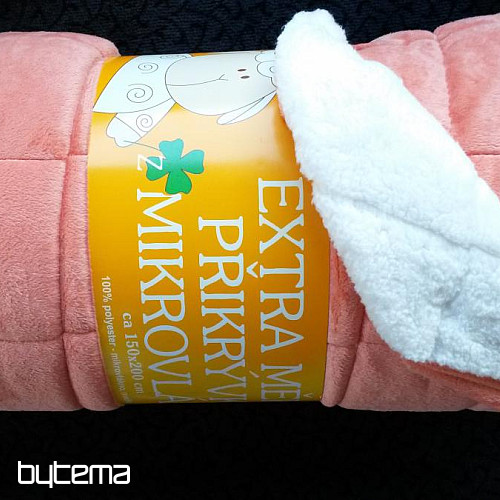 couverture microfibre EXTRA DOUX MOUTON point saumon