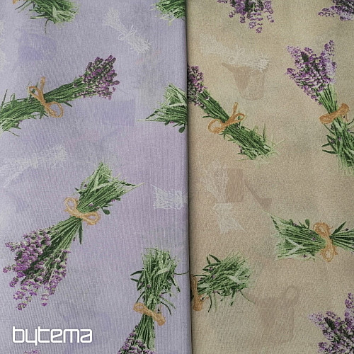 Tissu décoratif LAVANDE bouquet LILAS