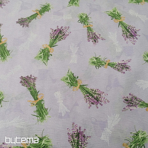 Tissu décoratif LAVANDE bouquet LILAS