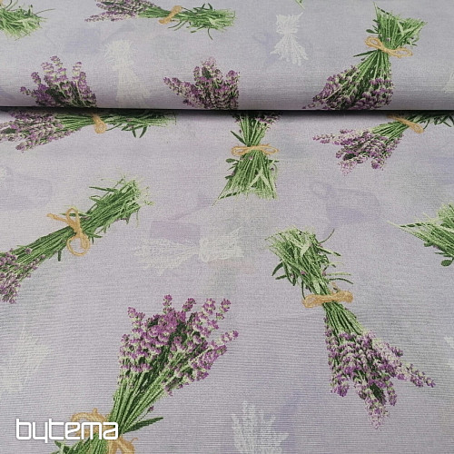 Tissu décoratif LAVANDE bouquet LILAS