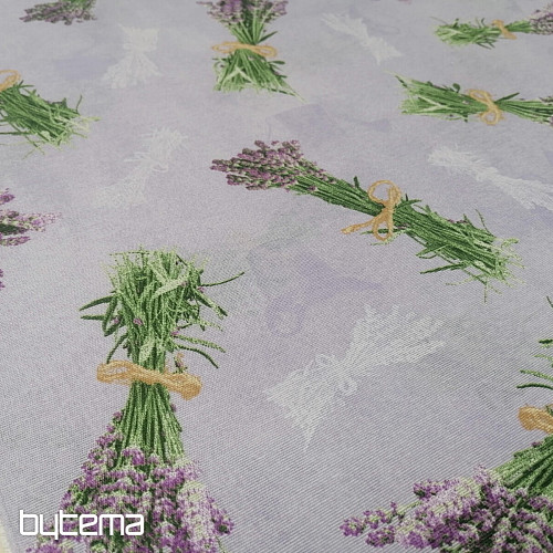 Tissu décoratif LAVANDE bouquet LILAS