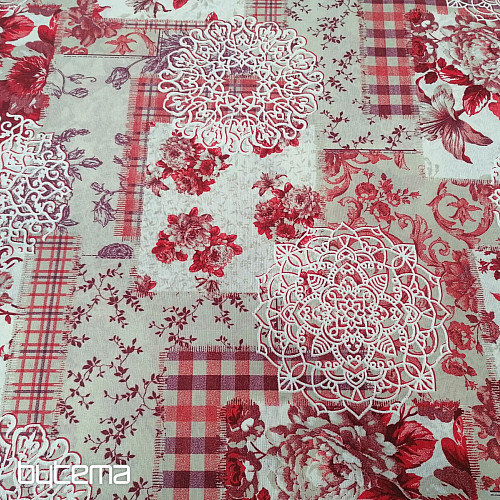 Tissu déco CINTIA fleurs rouge