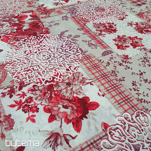 Tissu déco CINTIA fleurs rouge