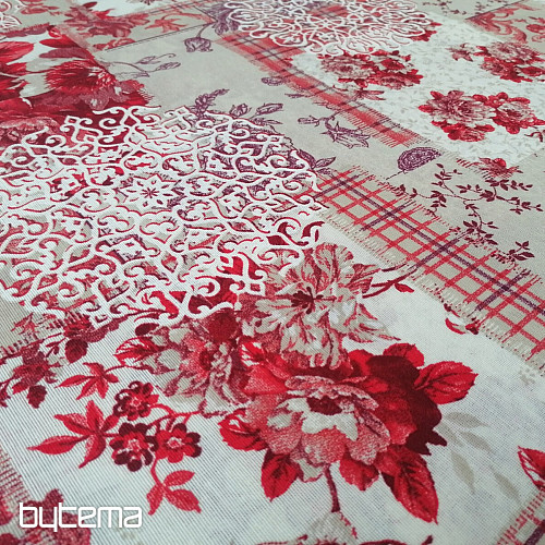 Tissu déco CINTIA fleurs rouge