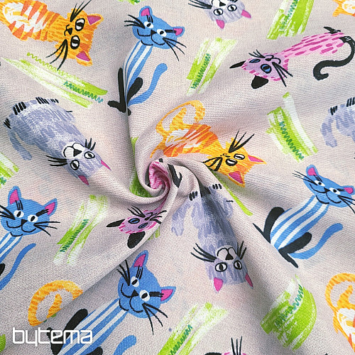 Tissu décoratif CHATS MULTICOLORE