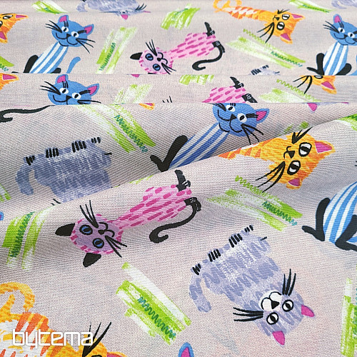 Tissu décoratif CHATS MULTICOLORE