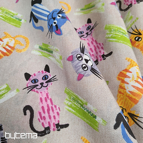 Tissu décoratif CHATS MULTICOLORE
