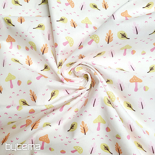 Tissu décoratif CHAMPIGNONS rose