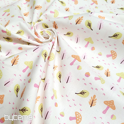 Tissu décoratif CHAMPIGNONS rose