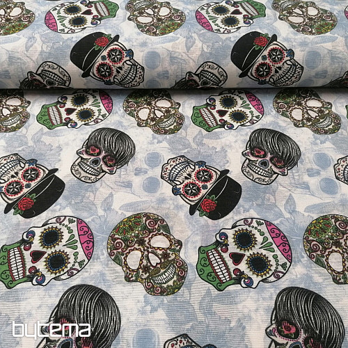 tissu décoratif SKULL vaudou