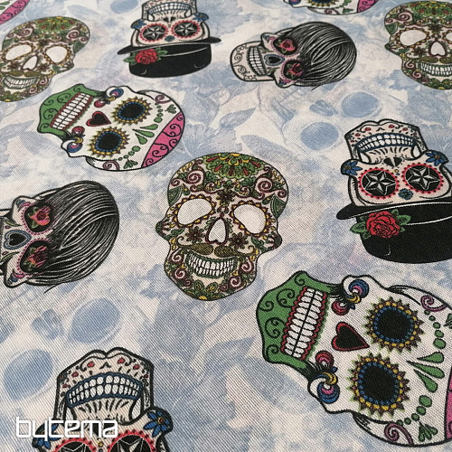tissu décoratif SKULL vaudou