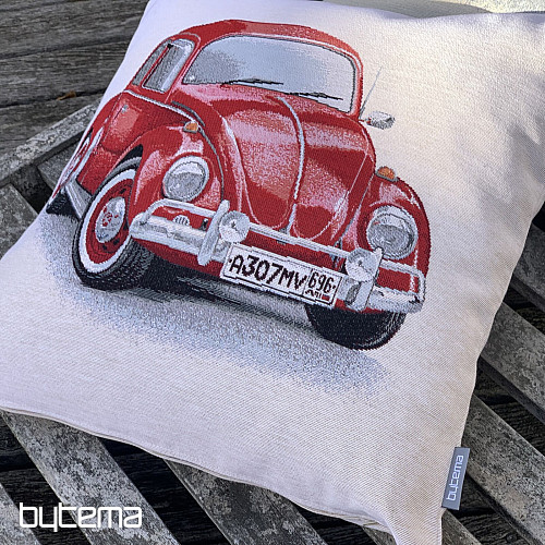 Housse de coussin tapisserie VW COCCINELLE ROUGE
