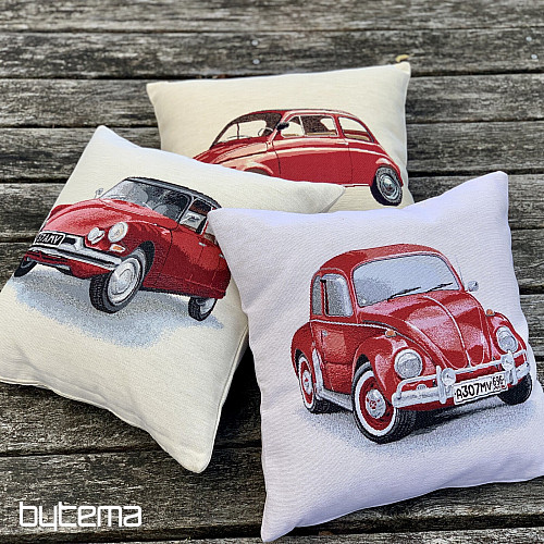 Housse de coussin tapisserie VW COCCINELLE ROUGE