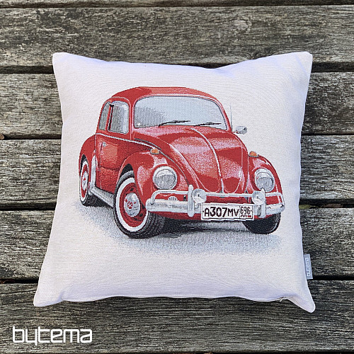 Housse de coussin tapisserie VW COCCINELLE ROUGE