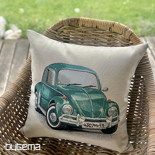Housse de coussin tapisserie VW COCCINELLE TURQUOISE