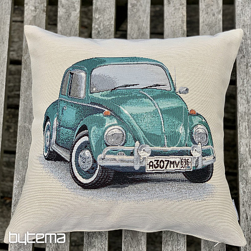 Housse de coussin tapisserie VW COCCINELLE TURQUOISE