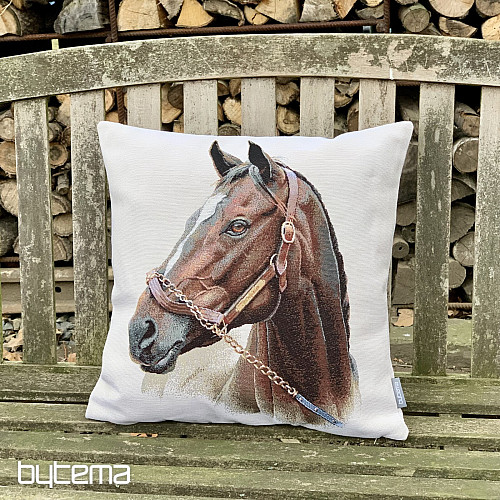 Housse de coussin Gobelin CHEVAL BRUN