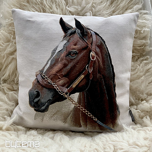 Housse de coussin Gobelin CHEVAL BRUN